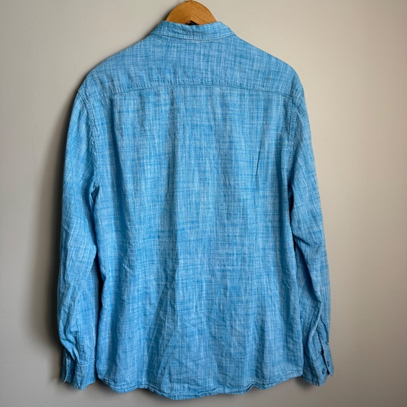 RedSquad Tailored Fit Men's Long Sleeve Cotton Button Up Shirt Blue XL Roll-Tab - Picture 7 of 14